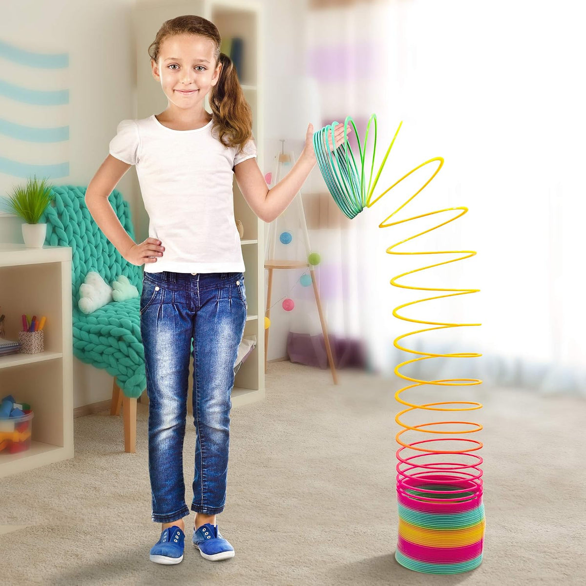 Giant Rainbow Magic Coil Spring – Jumbo Slinky Sensory Fidget Toy for Kids